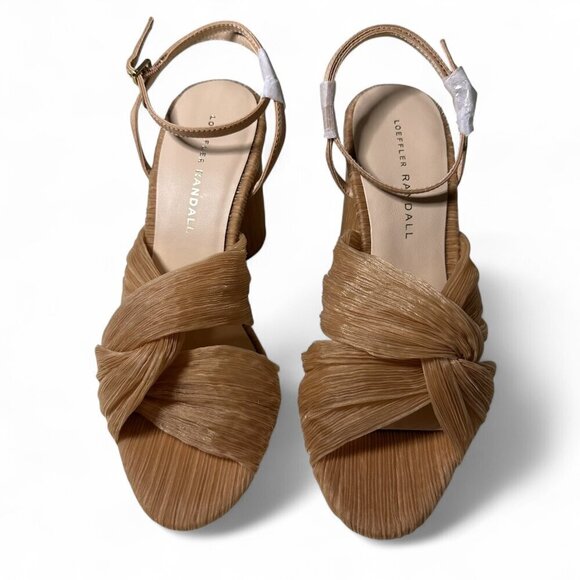 Loeffler Randall Reed Pleated Twist Heel in Peach Polyester Pink Sz 7 B NIB - Picture 2 of 14